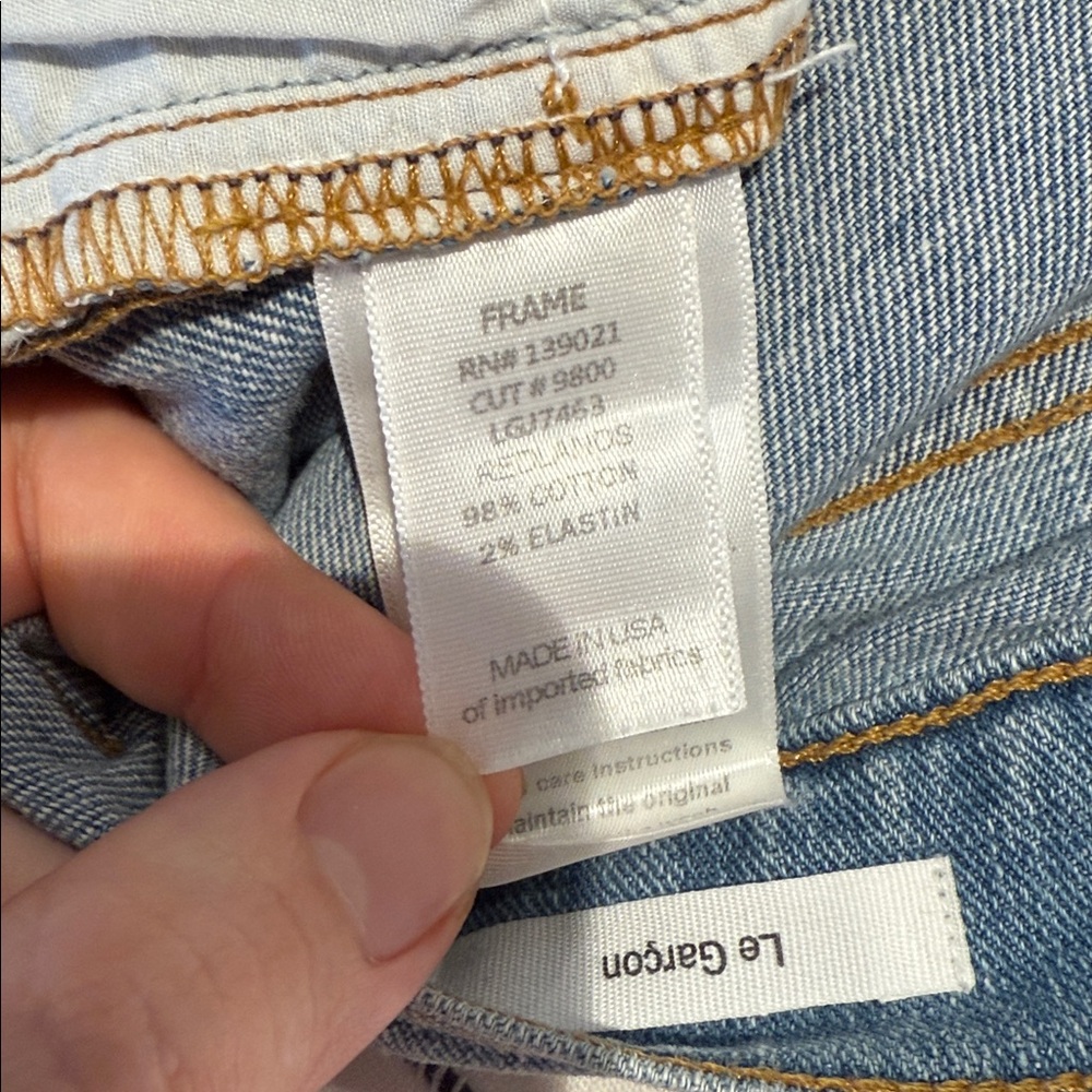 Frame Denim Distressed Patchwork Blue Skinny Jean… - image 4